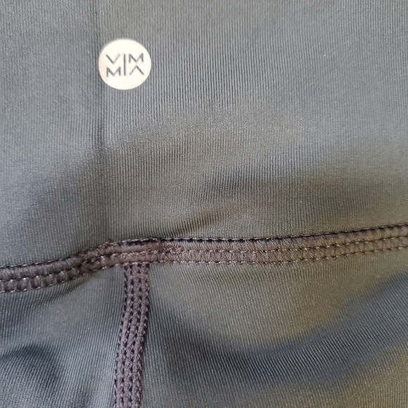 Peloton leggings, green with orange and white stripe. - Picture 3 of 4